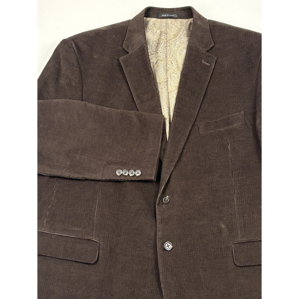 Chaps Brown Cotton Corduroy Sport Coat Tortoise Buttons Paisley Lining 50R